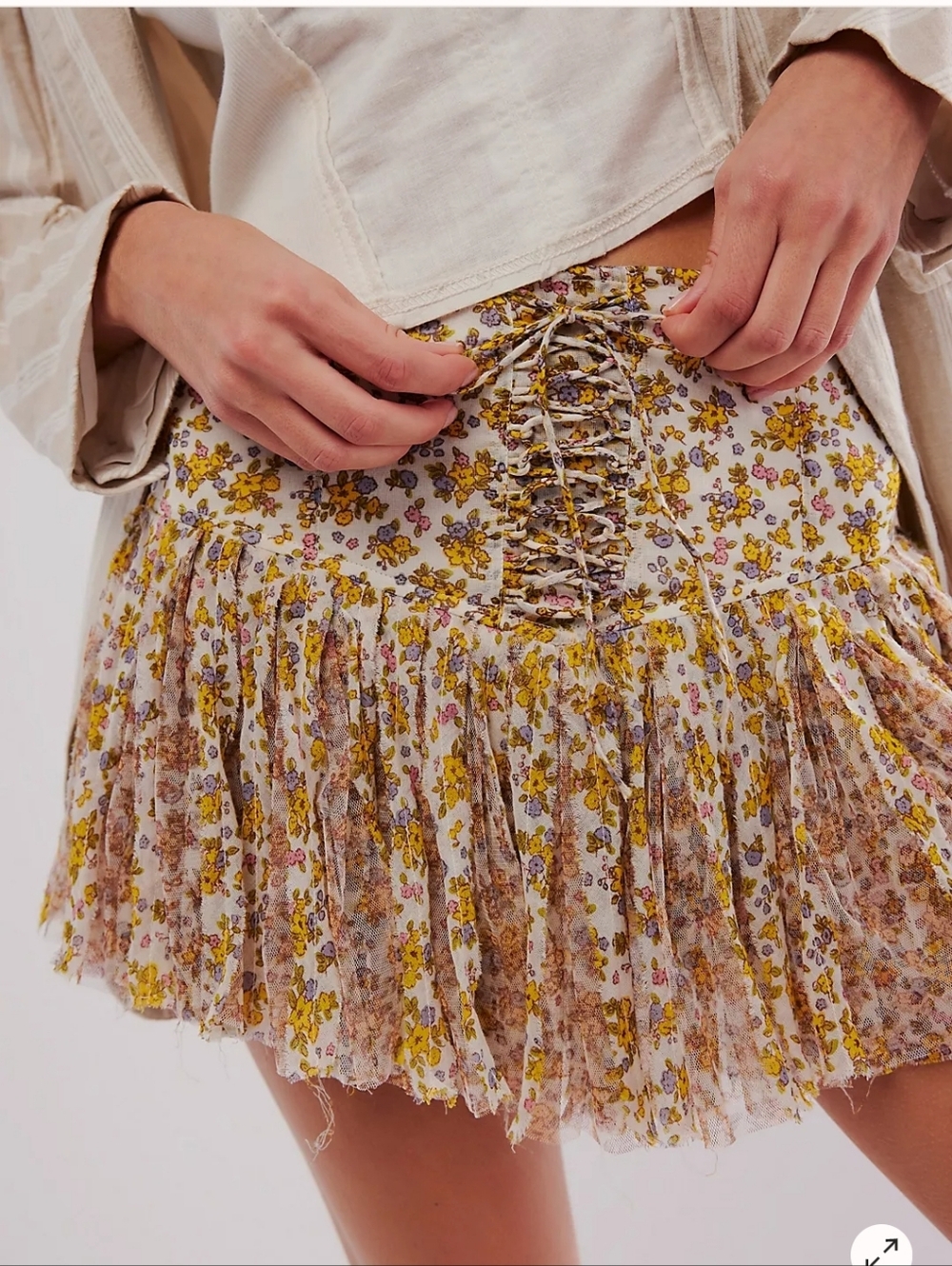 Free People One Blossom In IVORY Corset Shorts SMALL - Picture 3 of 17